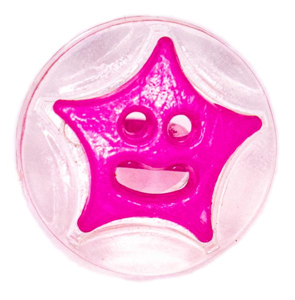 Kids button as round buttons with star in dark purple 13 mm 0.51 inch